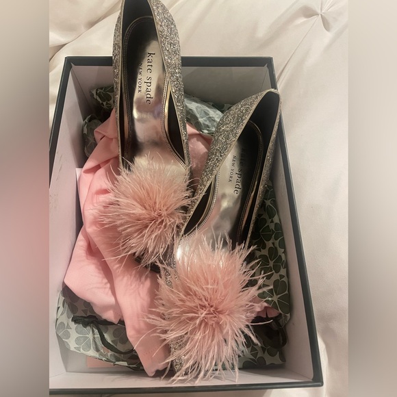 Kate Spade Silver and Pink Women's Marabou Pumps - Picture 2 of 15